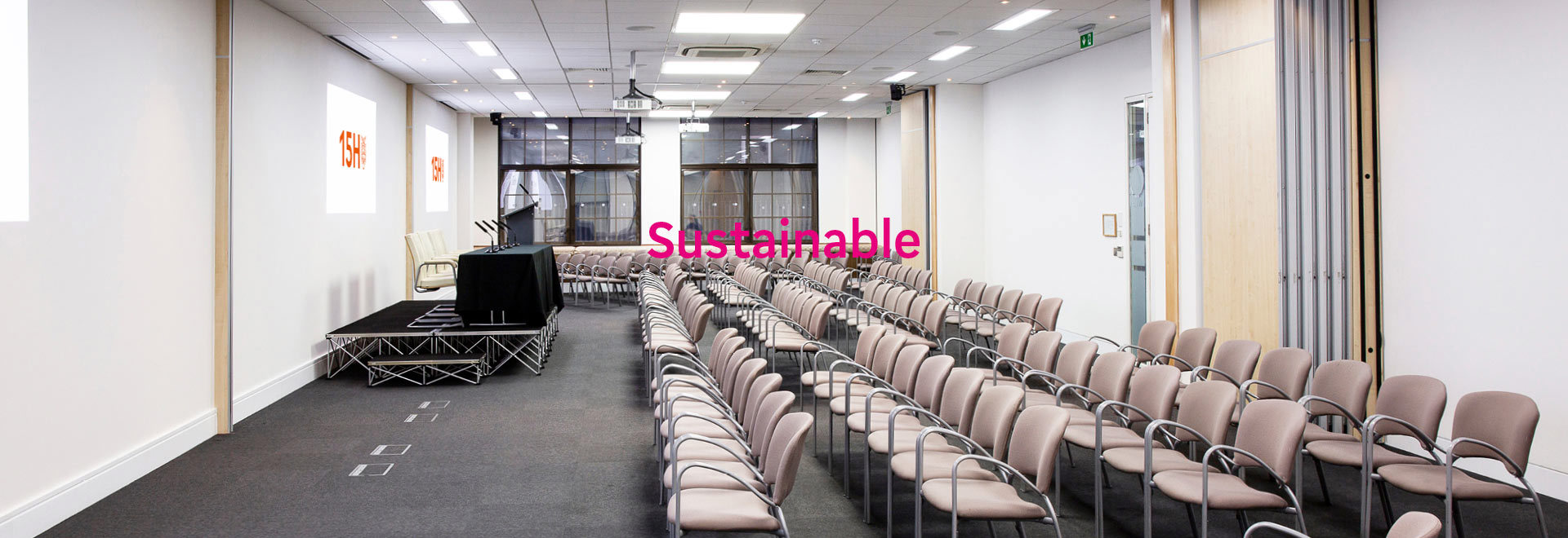 15Hatfields conference room with the word 'Sustainable'