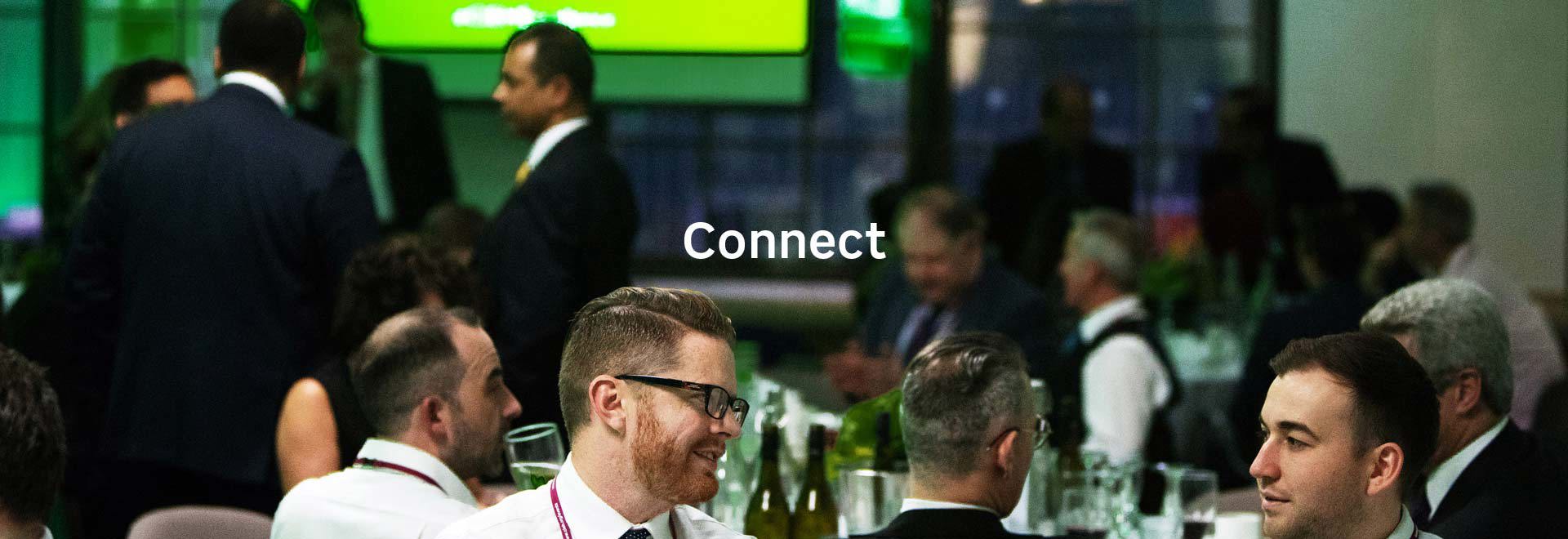 People at a 15Hatfields conference with the word 'Connect'