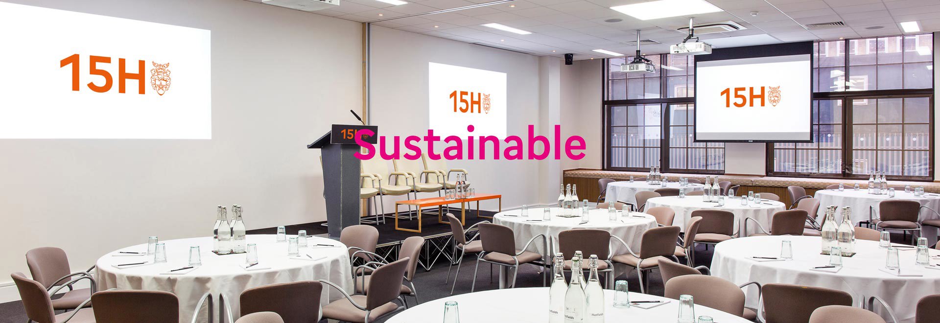 15Hatfields conference room with the word 'Sustainable'